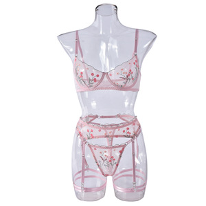 Europe and America Sexy Flower Embroidery <b>Perspective</b> Mesh Women's Underwear Hot Lingerie - Product Image 4