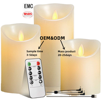 Bougie LED sans flamme avec simulation de flamme 3D pour événements, concerts, décoration, flamme mobile, cire de paraffine ivoire, faite à la main, sûre pour l'église