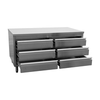 Meja Kerja Dapur Komersial Modern Stainless Steel Custom dengan Laci dan Papan Belakang, Mudah Dibersihkan, Finishing Perak