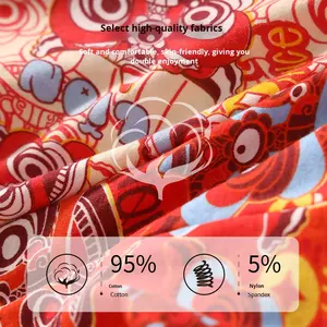 Logo personalizzato uomo stampa leone Boxer pantaloncini rosso cotone formato XL per anno zodiacale all'ingrosso biancheria intima traspirante - Product Image 4