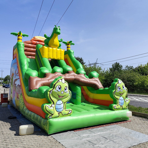 Tobogán Inflable <span class=keywords><strong>de</strong></span> Dinosaurio Verde para Niños, Tobogán Seco Combinado con Material <span class=keywords><strong>de</strong></span> Lona <span class=keywords><strong>de</strong></span> PVC <span class=keywords><strong>de</strong></span> 0.55mm, Incluye Soplador - Product Image 1
