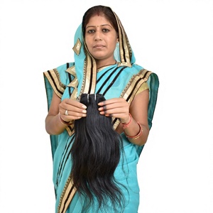 Extensions de cheveux humains 100% vierges naturels Remy, cheveux bruts, couleur noire, lisses/ondulés/bouclés, 100g, extensions du Tamil Nadu - Product Image 1