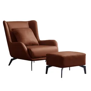 เก้าอี้โซฟาเลานจ์ห้องนอนเดี่ยวและเก้าอี้เลานจ์หนังออตโตมันสำหรับห้องนั่งเล่นชุดเฟอร์นิเจอร์คุณภาพสูง