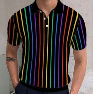 2025 Camisas del Orgullo <span class=keywords><strong>Gay</strong></span> Bandera del arco iris Camisa con botones LGBT para hombres - Product Image 1