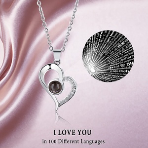 Collar con colgante de corazón con la frase '<span class=keywords><strong>Te</strong></span> amo' <span class=keywords><strong>en</strong></span> 100 <span class=keywords><strong>idiomas</strong></span>, <span class=keywords><strong>en</strong></span> caja de regalo de joyería, rosa preservada, regalo de Año Nuevo, Día de la Madre 2026 - Product Image 4