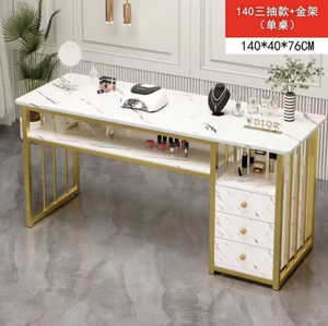 Mesa de Manicura Moderna de Madera para Técnicos de Uñas, Resistente al Acetona, con Marco Metálico, Estación de Salón de Belleza, Organizador de Almacenamiento - Product Image 6