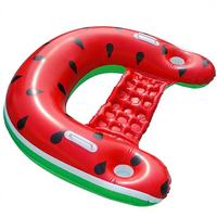 Chaise longue gonflable en forme de pastèque pour piscine, avec poignée intégrée et porte-gobelet, chaise flottante pour la piscine et la plage en été