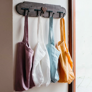 Bolso de hombro de lino liso ecológico con logotipo personalizado bolso de mano de playa de lino natural suave - Product Image 6