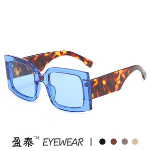 Yingtai Eyewear <b>Square</b> <b>Sunglasses</b> PC Frame UV400 Protection Unisex Fashionable Candy Color Large Frame - Product Image 3
