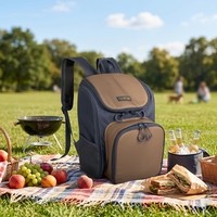Sac à dos isotherme pour pique-nique 2 personnes avec compartiment isotherme étanche, design pliable, poignée de transport réutilisable et sangle rembourrée