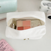 Sac de rangement portable grande capacité pour pinceaux et crayons, petit sac octogonal en coton tricoté avec fermeture éclair, pour maquillage et accessoires de bureau