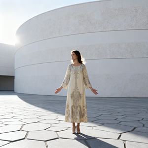 Abaya élégante en polyester imprimé de haute qualité, sur mesure, pour femmes musulmanes, fournisseur en gros OEM - Product Image 1