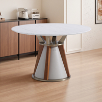 Ensemble de salle à manger de luxe moderne, chaise de salle à manger en cuir PU et table ronde en marbre, personnalisé pour hôtel, villa, appartement, restaurant