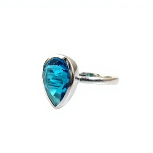 Anillos de piedras preciosas de Topacio Azul hidro de Plata de Ley 925 hechos a mano, ajuste de bisel, tecnología de incrustaciones para aniversario, venta al por mayor - Product Image 4