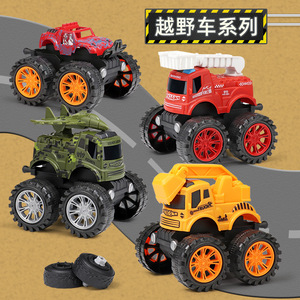 Voiture jouet tout-terrain à inertie pour enfants de 4 à 7 ans, camion de construction en plastique à friction avec grandes roues - Product Image 1