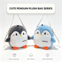 Sac bandoulière en peluche Ute Penguin, sac à main doux en forme d'animal en peluche pour filles, vente en gros directe usine, achat en gros