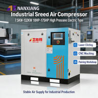 Compresseur d'air à spirale sans huile 100% électrique industriel Nanxiang 7,5 kW 10 CV 10 bars provenant d'un fournisseur professionnel