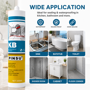Mastic sanitaire imperméable et anti-moisissure KB pour cuisine, salle de bain, douche, <span class=keywords><strong>baignoire</strong></span>, évier, adhérence forte, silicone - Product Image 5