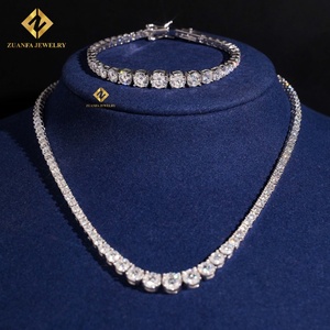 Fine Jewelry Popular Gradual Vvs Moissanite <b>Tennis</b> Chains 925 <b>Sterling</b> <b>Silver</b> 3mm <b>Necklace</b> Bracelet - Product Image 2