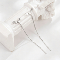 Boucles d'oreilles pendantes étoile en zircon en argent sterling 925 pour femme, design minimaliste style forêt, plaqué rhodium, pour mariage, fête ou usage quotidien