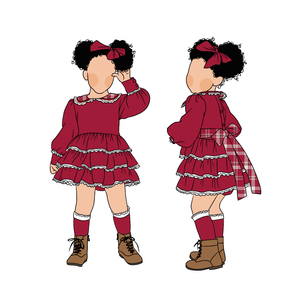 Vintage Boutique Polyester Lange Mouwen Melkproteïne Vezel Kindermeisjes Rok Baby Kerst Geruite Kantjurk Met Strik - Product Image 4