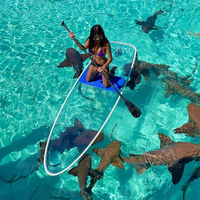Planche à pagaie transparente en cristal, stable, pour débutants, large, avec surface antidérapante, pour utilisation en lac et en rivière