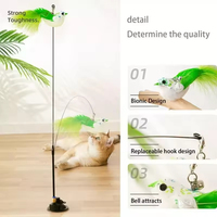 Influenceur Simulé Oiseau Interactif Amusant Plume Oiseau avec Cloche Jouet pour Chat Convient aux Chatons pour Jouer avec des Jouets pour Chat