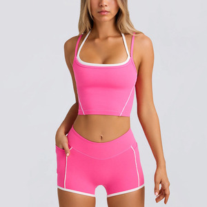 Neuheiten 2-teilige Luxus-Yoga-Sets Schnellt rocknende Kreuz farbe mit Taschen Athletic Sports Active Wear Workout Gym Fitness-Sets - Product Image 1