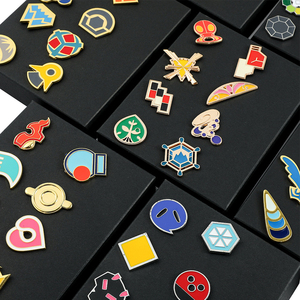 Alfileres esmaltados de solapa de Metal de Anime personalizados Pocket Monster Generation 1-6 insignias de gimnasio Hobby Coin Collecting Logo Game Collection Box Set - Product Image 2