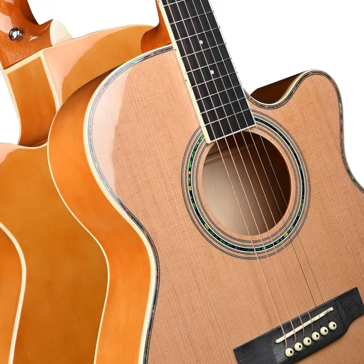 Instrumentos musicais pretos venda quente personalizado 40 polegadas madeira compensada cedro top violão