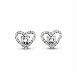 Orecchini con Diamanti Taglio Cuore Saoihe in Oro Bianco, Stile Romantico per Fidanzamento, Diamanti Naturali Colore D - Product Image 1