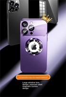 Coque de téléphone portable magnétique givrée anti-fuite avec grande fenêtre de protection, motif animalier, pour 17 Pro