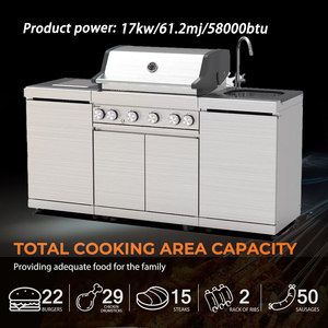 Barbecue à gaz moderne européen haut de gamme en acier inoxydable, 6 brûleurs, fonction de rôtissage sans fumée, pour cuisines extérieures et jardins BKB611BS00 - Product Image 5