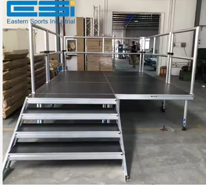 Exhibición de escenario portátil de 4 Patas, patrones triangulares y cuadrados hechos de aleación de aluminio duradera y pantallas de armazón de madera contrachapada - Product Image 1