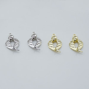 Pendentif en forme de cœur avec ailes d'ange, en alliage plaqué, pour la fabrication de boucles d'oreilles, accessoires de bijouterie GJ332 - Product Image 2