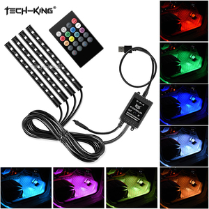 TECH-KING Decoración para Autos Eléctricos, Luces LED Interiores Impermeables de 8 Colores, Tira de Luz RGB 5050, Luces de Ambiente, Lámpara para el Reposapiés - Product Image 3