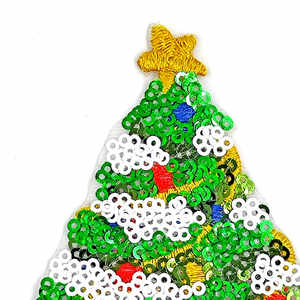 Sequins Embroidered Patch for Tree <b>Skirt</b> and Holiday Napkins <b>PVC</b> Iron-On Style on Canvas Holiday Decoration - Product Image 1