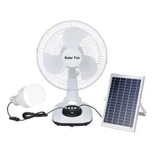 Solar Panel Battery Ac Dc Fan 3 Gears Wind Led Light 12 Inch wall solar fan solar powered fan Rechargeable With Solar Panel