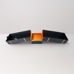 Tùy chỉnh cao cấp sang trọng đôi cửa mở Vàng Giấy hộp thẻ, thiết kế sáng tạo thanh lịch bao bì cho chai nước hoa - Product Image 5