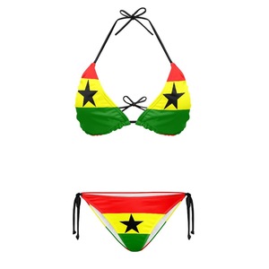 Ensemble de bikini imprimé drapeau Jamaïque pour le carnaval, style triangle, dos nu, à nouer sur les côtés, logo personnalisé, OEM, vente en gros, coupe courte, <span class=keywords><strong>XXL</strong></span> - Product Image 2