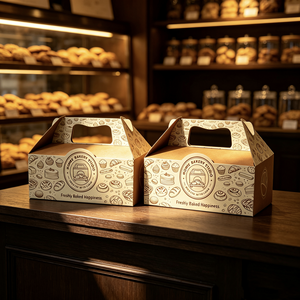 Scatole Portatili in Carta Kraft per Alimenti con Logo Personalizzato, Contenitori per <span class=keywords><strong>Pasticceria</strong></span> e Consegna Dessert - Product Image 5