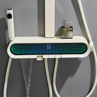 Luxe bain douche mitigeur robinet Led affichage numérique salle de bain pluie pommeau de douche ensemble haute pression 4 fonctions en acier inoxydable