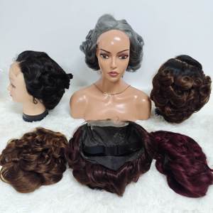 Letsfly Promotion 29$ 5x5 Lace Closure <b>Wigs</b> SDD 210 gram 10inch Loose Wave <b>Wigs</b> Grey Color 100% Human Hair <b>Wigs</b> Wholesale Stock - Product Image 1