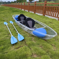 Kayak double transparent en polycarbonate à 2 places, canoë pour la dérive, accessoire de navigation transparent en cristal PC, vente chaude