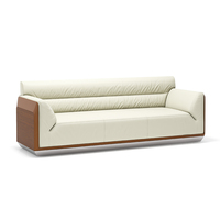 Ensemble de canapés de bureau en cuir pur de style moderne de luxe pour le commerce exécutif contemporain à trois places bon marché