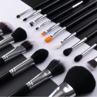 Ensemble de pinceaux de maquillage professionnels en gros, poils doux, manche en bois noir, kit de pinceaux cosmétiques pour le visage et les yeux, étiquette privée OEM