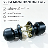 Serrure de porte intérieure de salle de bain en acier inoxydable SS304 de qualité supérieure, bouton rond durable, serrure à bille