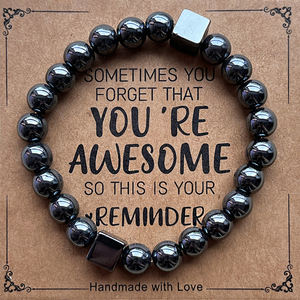 You Are Awesome Pulseras inspiradoras para mujeres Hombres 8mm Piedra natural Healing Relief Pulseras con cuentas Pulseras para regalo - Product Image 3