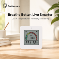 Moniteur de CO2 de bureau ZenMeasure Mini avec alimentation Type-C 5.0, plage 0-5000ppm, détecteur portable de température et d'humidité