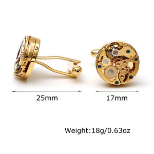 Fashionable Men's <b>Cufflinks</b> Punk Mechanical Gears Round Gold Copper <b>Shirt</b> Accessories - Product Image 4